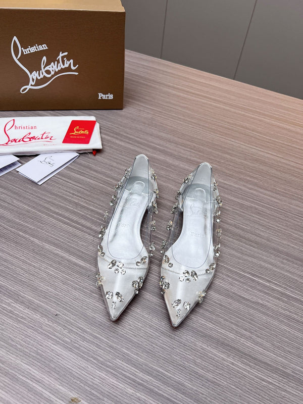 CL 26S Degraqueen Ballet Flats Crystal Silver PVC 140664