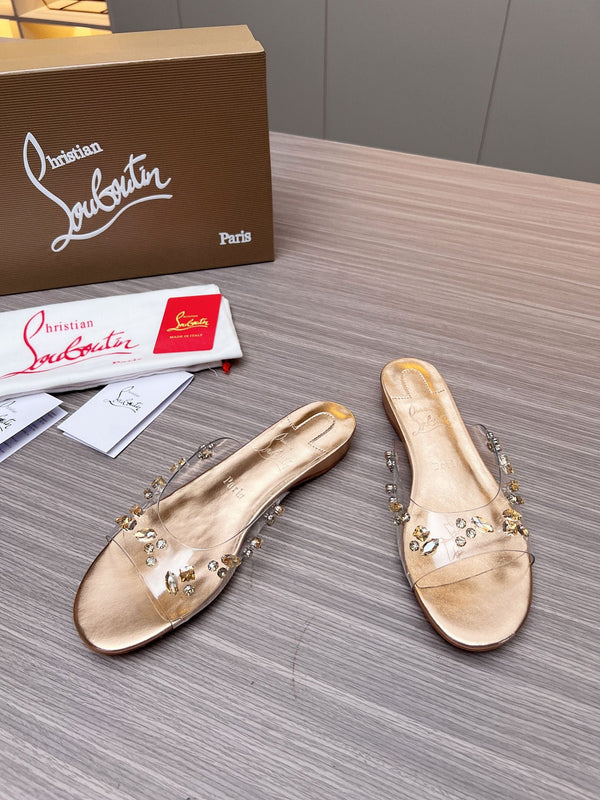 CL 26S Degraqueen Slide Sandals Crystal Gold PVC 140663