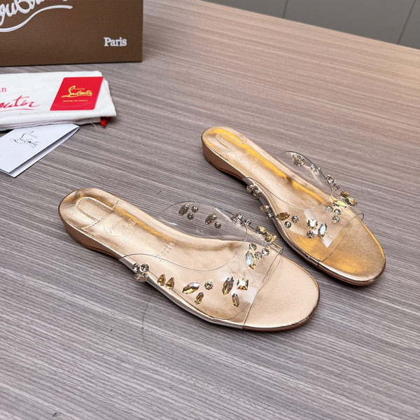 CL 26S Degraqueen Slide Sandals Crystal Gold PVC 140663