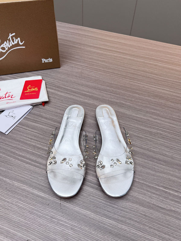 CL 26S Degraqueen Slide Sandals Crystal Silver PVC 140662