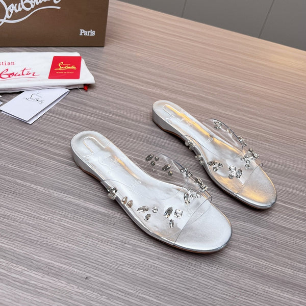 CL 26S Degraqueen Slide Sandals Crystal Silver PVC 140662