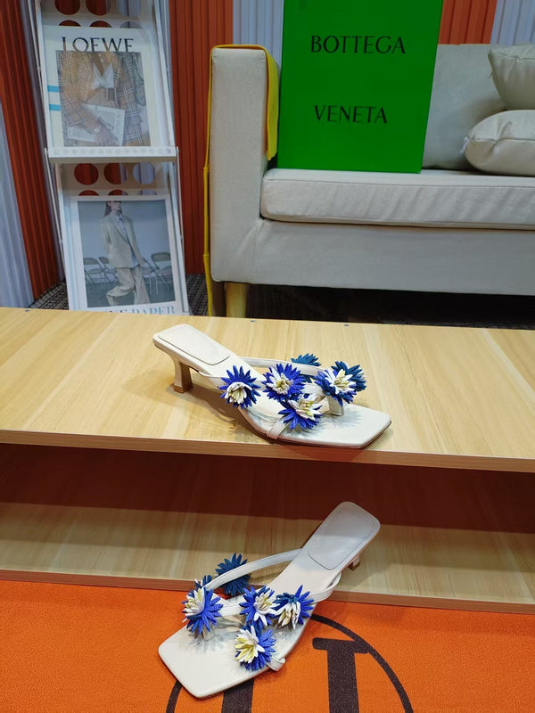 BV Riva Thong Floral Sandals 5CM Leather 139865