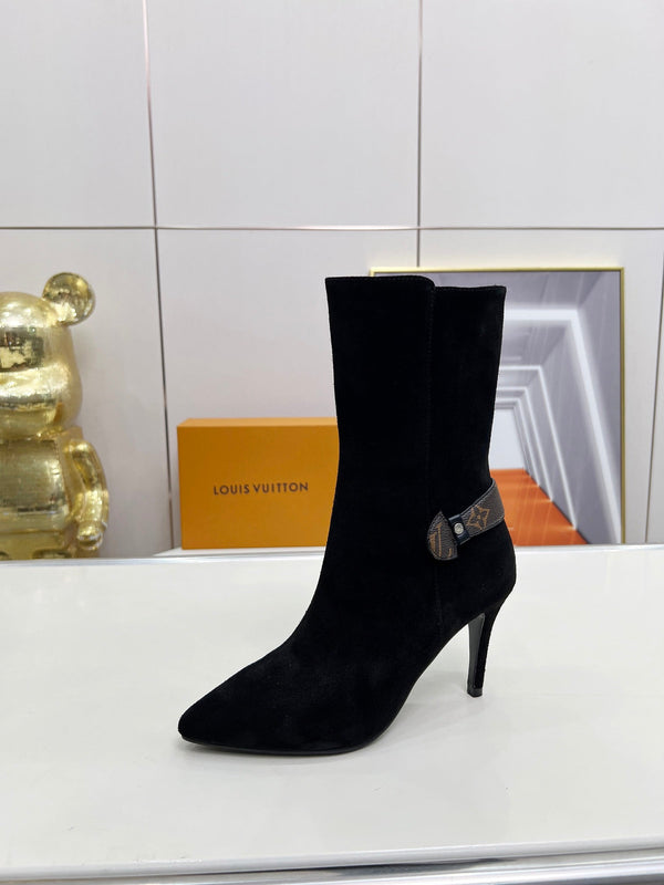 Louis Vuitton Legacy Ankle Boots Monogram Black Suede 140782