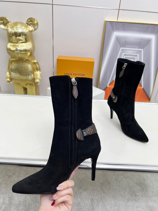 Louis Vuitton Legacy Ankle Boots Monogram Black Suede 140782