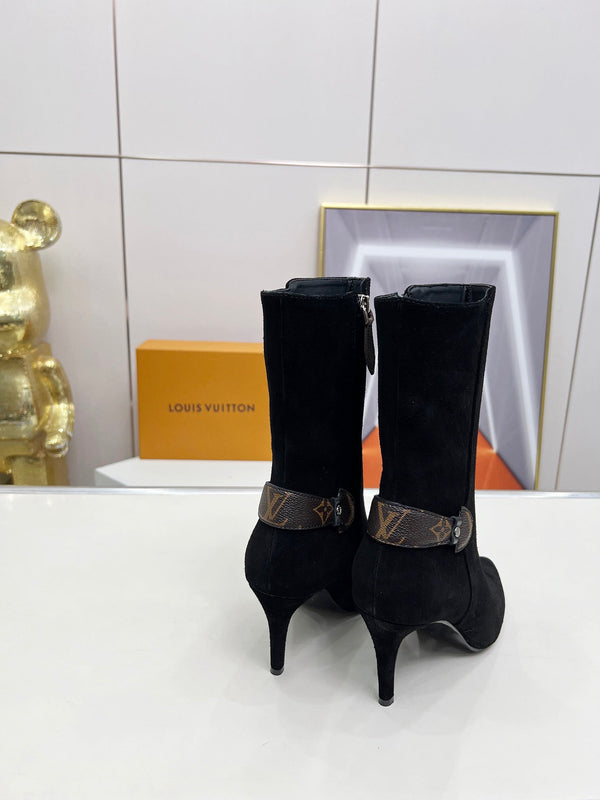 Louis Vuitton Legacy Ankle Boots Monogram Black Suede 140782