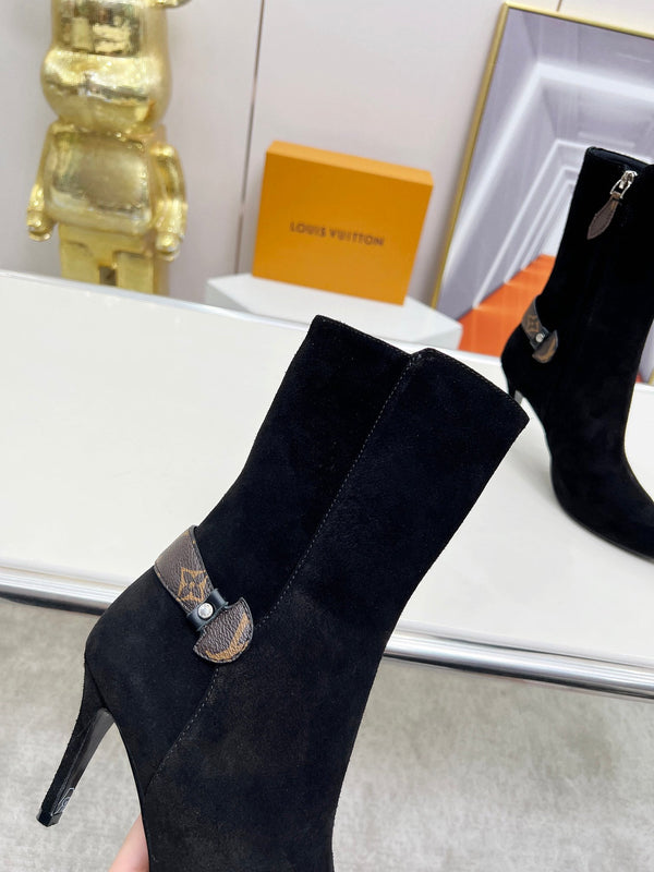 Louis Vuitton Legacy Ankle Boots Monogram Black Suede 140782
