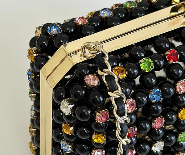 CC Cruise Evening Clutch 17cm Pearl Multicolor Crystal Rhinestones