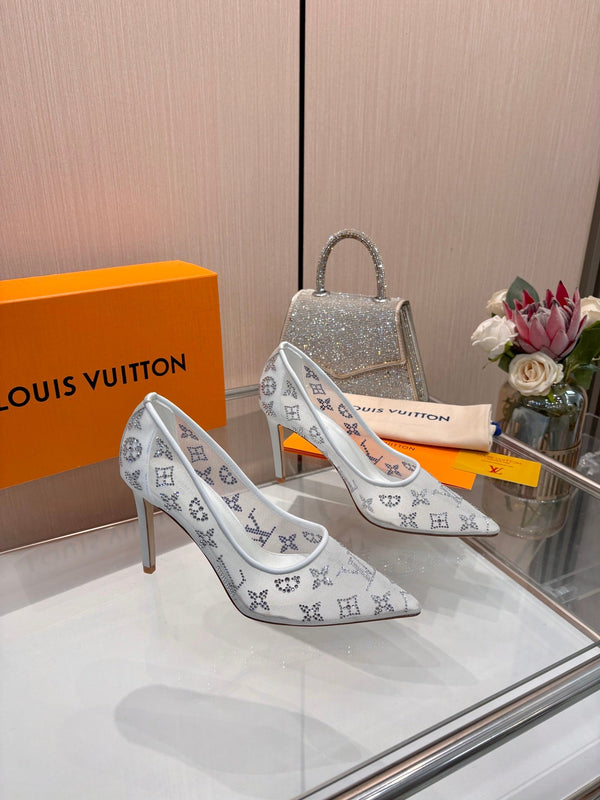 LV 2026 Gala Pumps 10cm Rhinestone Mesh 140736