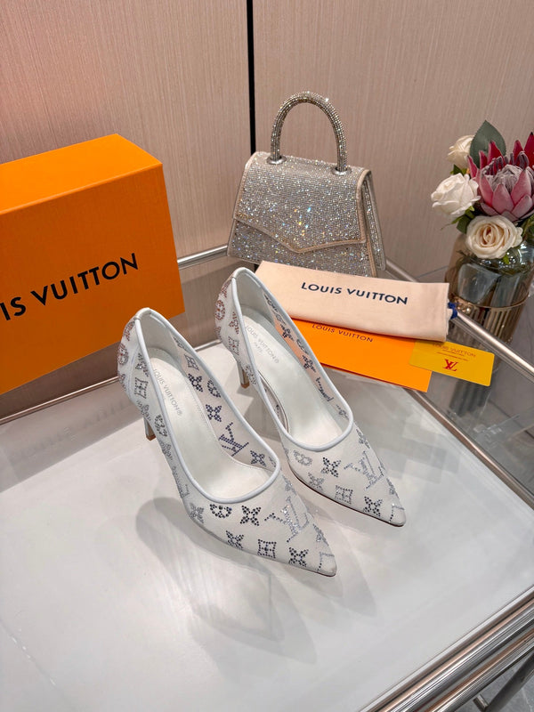 LV 2026 Gala Pumps 10cm Rhinestone Mesh 140736