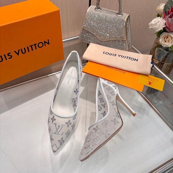 LV 2026 Gala Pumps 10cm Rhinestone Mesh 140736