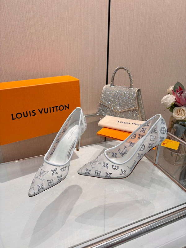 LV 2026 Gala Pumps 10cm Rhinestone Mesh 140736