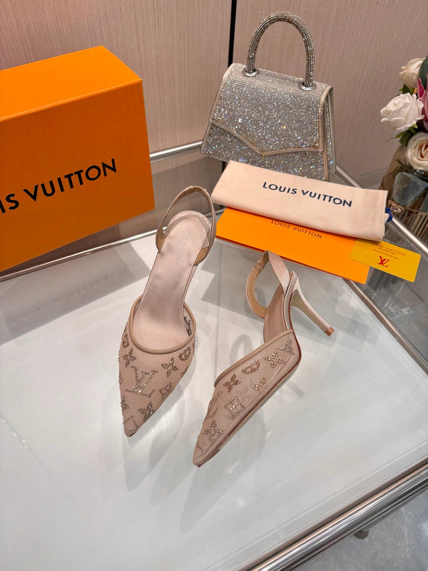 LV 2026 Gala Slingback Heels 6.5cm Imported Mesh 140733