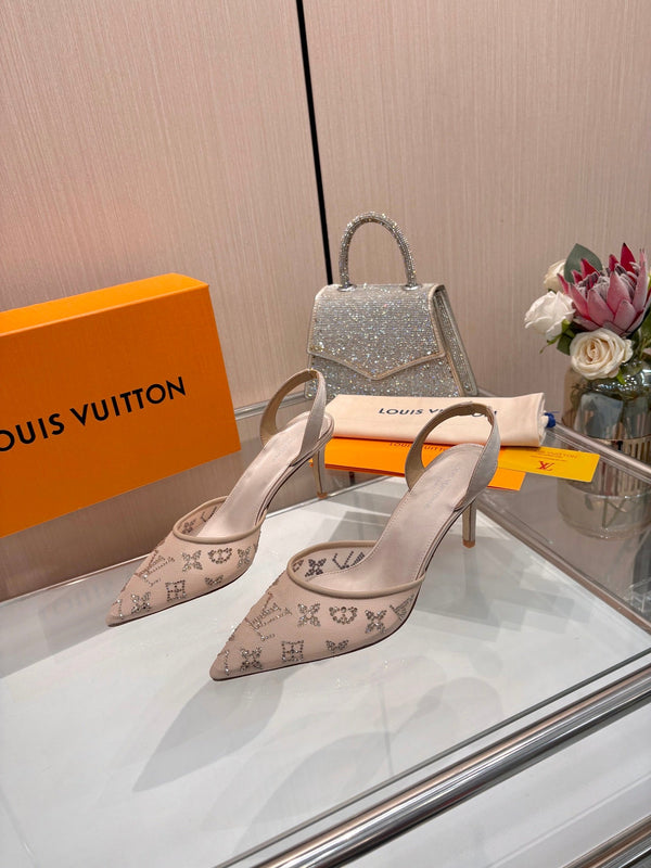 LV 2026 Gala Slingback Heels 6.5cm Imported Mesh 140733