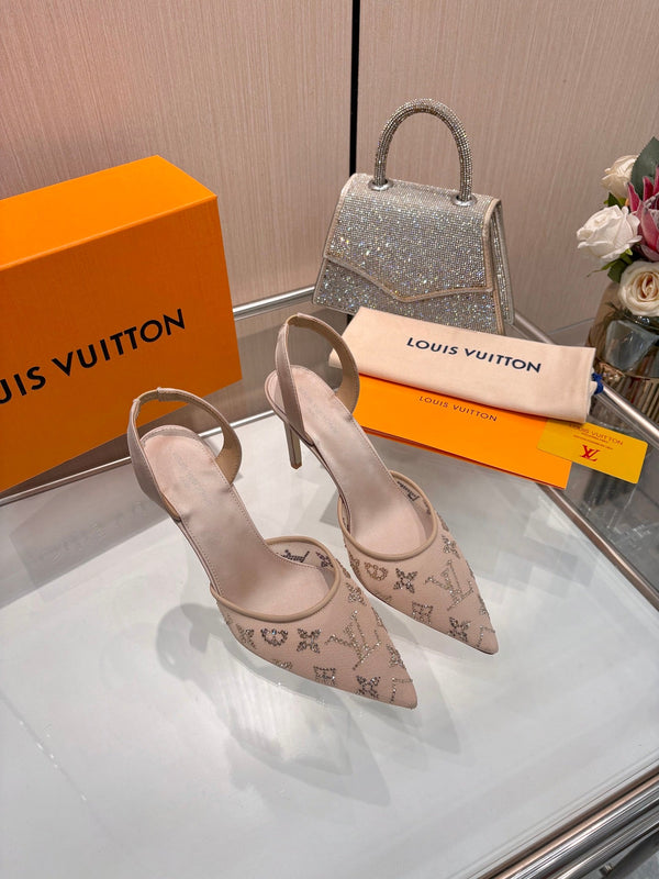 LV 2026 Gala Slingback Heels 10cm Imported Mesh 140721