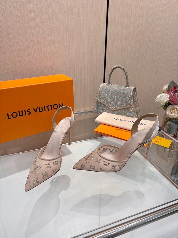 LV 2026 Gala Slingback Heels 10cm Imported Mesh 140721