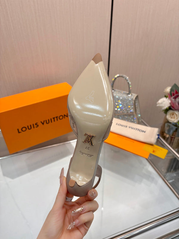 LV 2026 Gala Slingback Heels 10cm Imported Mesh 140721