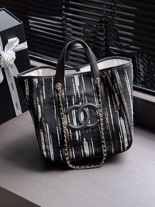CC 26S Small Shopping Bag Striped Canvas
