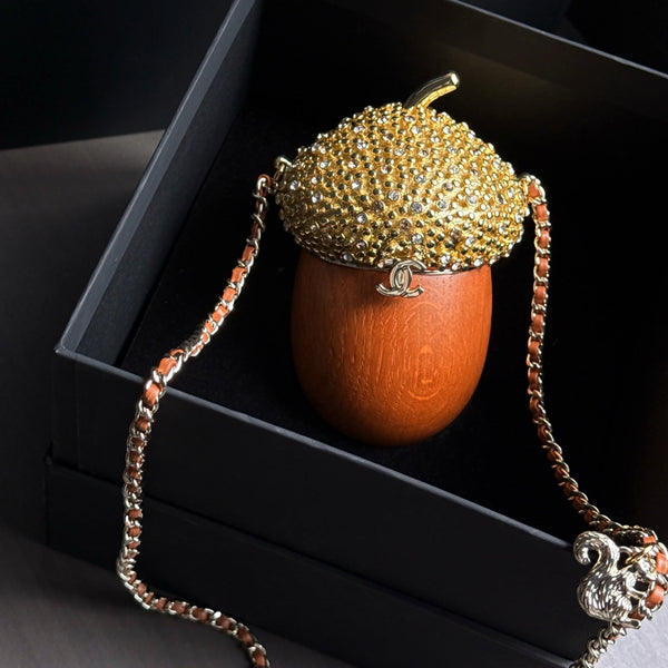 CC 26M Acorn Minaudière 17cm Wood & Crystal-Embellished Metal