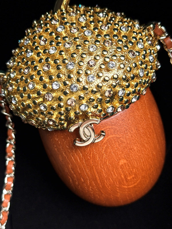 CC 26M Acorn Minaudière 17cm Wood & Crystal-Embellished Metal