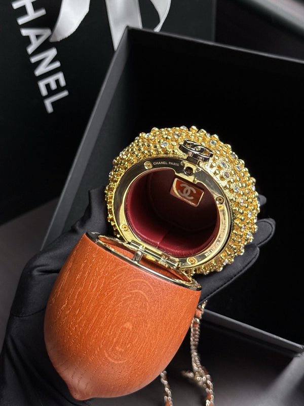 CC 26M Acorn Minaudière 17cm Wood & Crystal-Embellished Metal