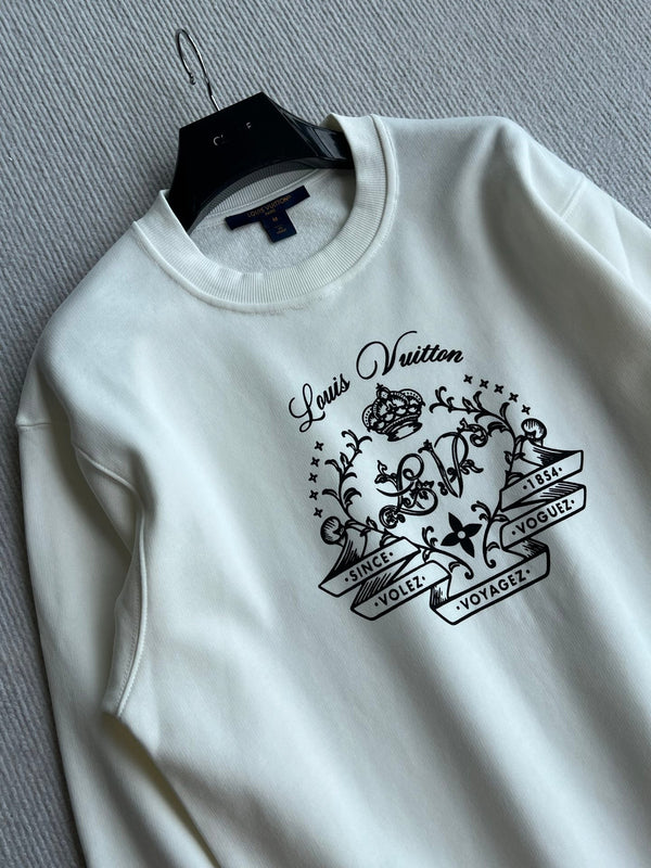 LV 26S Flocked Signature Sweater Crest Logo Cotton 434548
