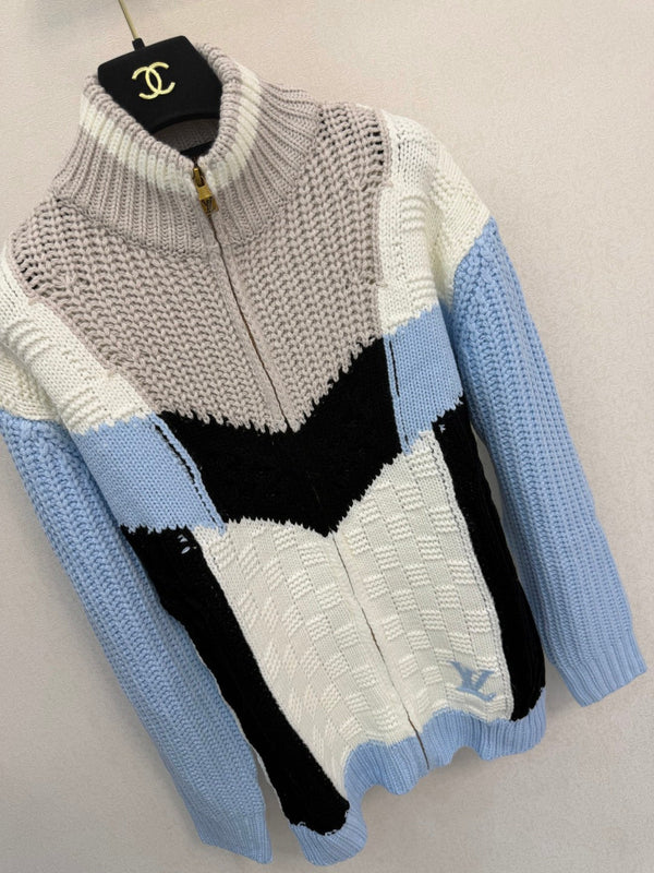LV 26S Knitted Signature Tracktop Damier Colorblock Wool 433518