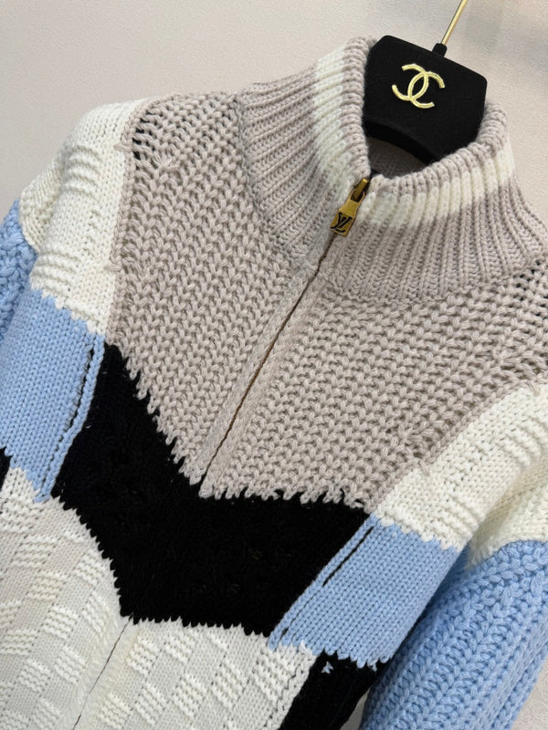 LV 26S Knitted Signature Tracktop Damier Colorblock Wool 433518