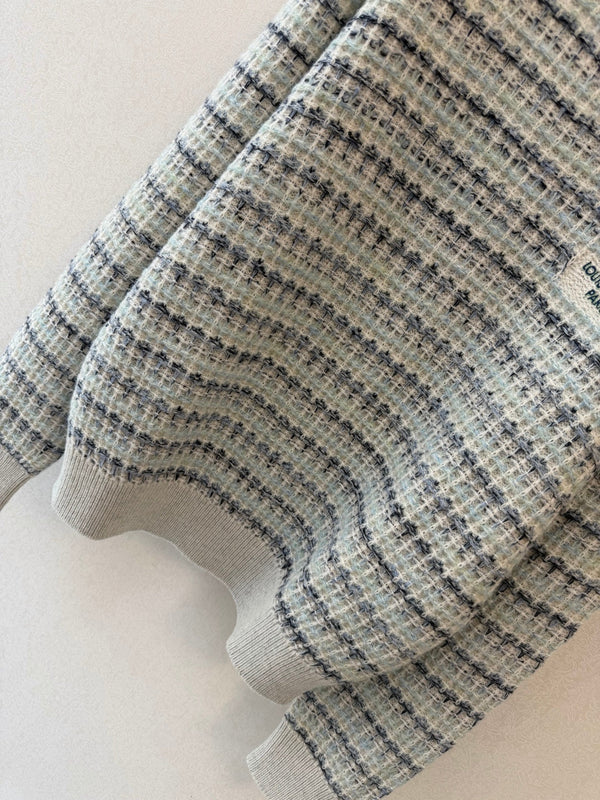 LV 26S Signature Pullover Checkered Jacquard Knit Light Grey Wool 433556