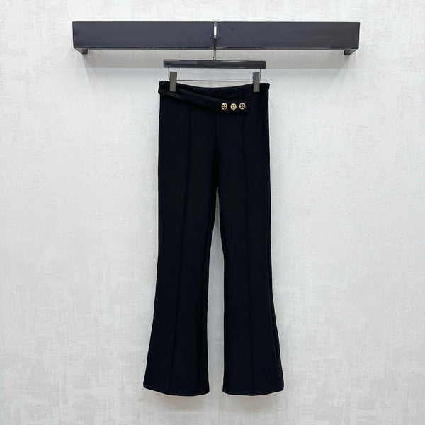 LV 26S Gold Button Flared Trousers Polyester 434027