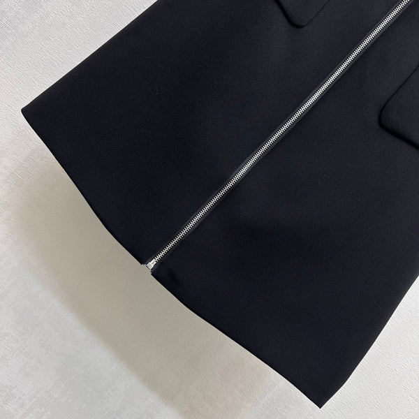 LV 26S S-Lock Zip-Up Sleeveless Dress Black Polyester