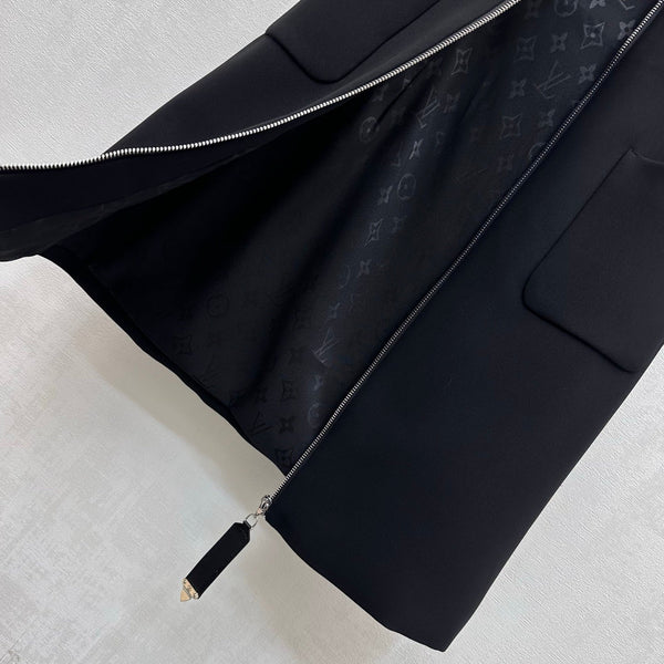 LV 26S S-Lock Zip-Up Sleeveless Dress Black Polyester