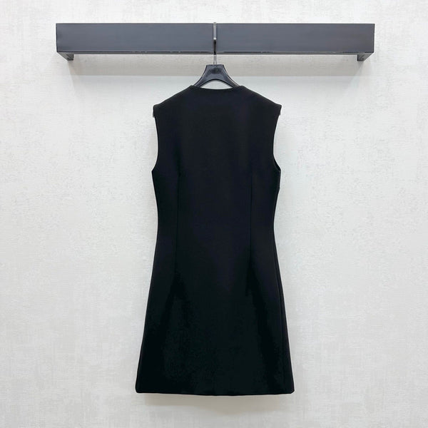 LV 26S S-Lock Zip-Up Sleeveless Dress Black Polyester