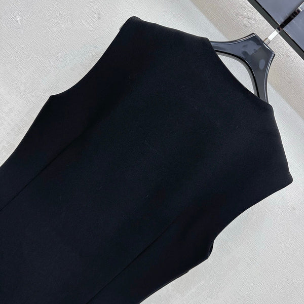LV 26S S-Lock Zip-Up Sleeveless Dress Black Polyester