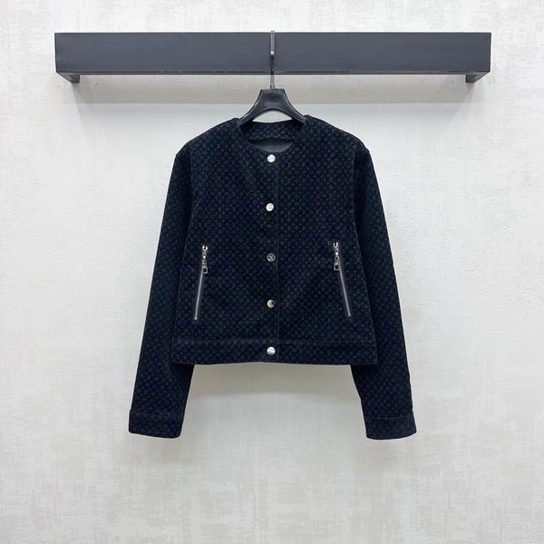 LV 26S Monogram Jacquard Jacket Navy Blue Cotton 433972