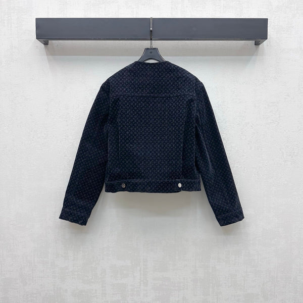 LV 26S Monogram Jacquard Jacket Navy Blue Cotton 433972