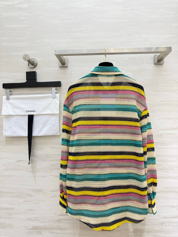 CC 26S Rainbow Striped Knit Shirt Embroidered Logo 435354