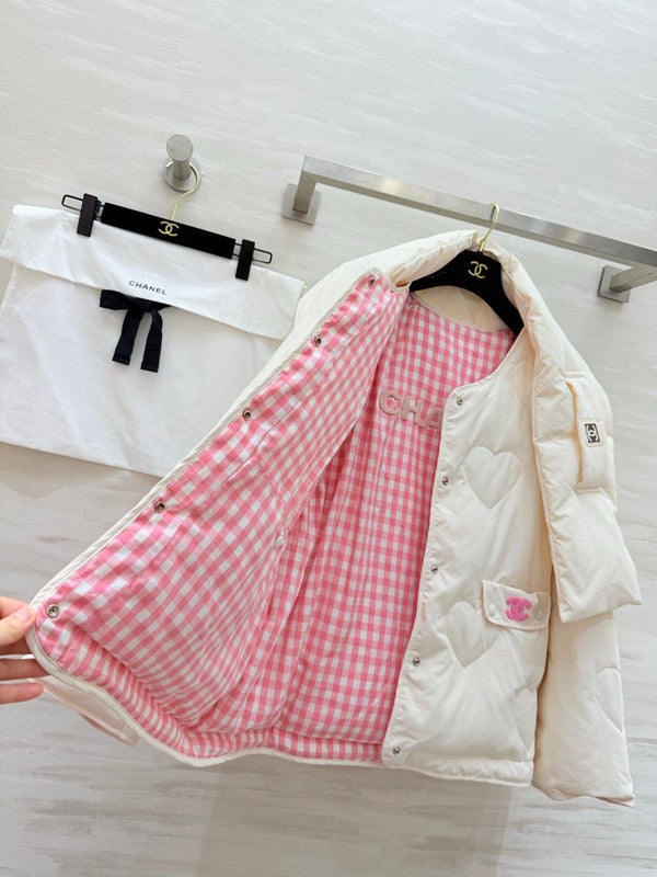 CC 26S Reversible Quilted Down Cotton Jacket Scarf Collar 435327