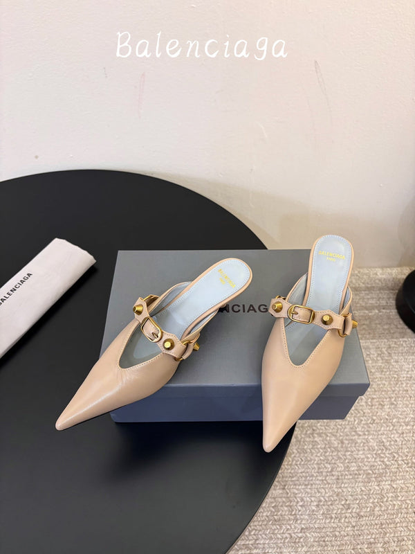 BLC Square Toe High Heeled Mules Sheepskin Leather 151380