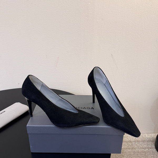 BLC Square Toe High Heels In Velvet 151382