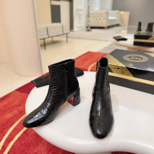 MM Block-Heel Ankle Boots 5.5cm Heel Stone-Grain Calfskin 153156