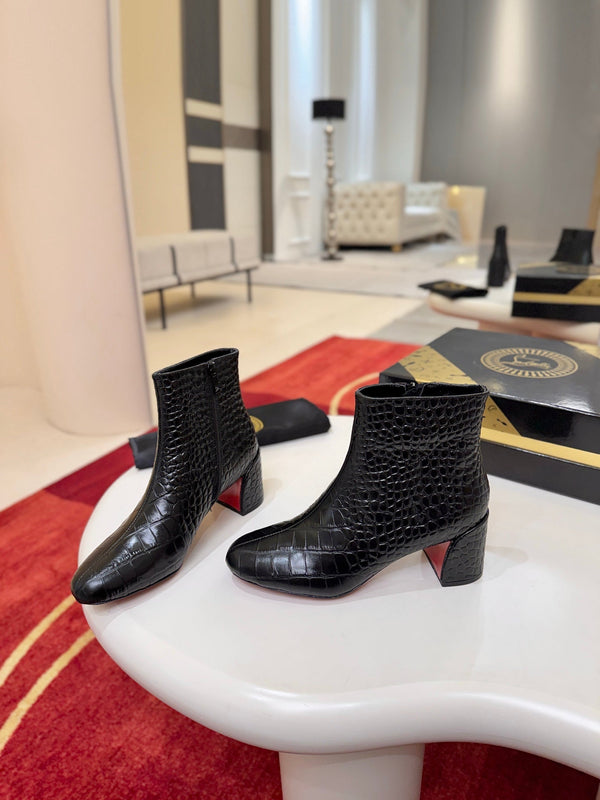 MM Block-Heel Ankle Boots 5.5cm Heel Stone-Grain Calfskin 153156