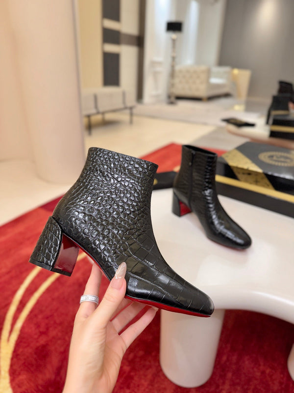 MM Block-Heel Ankle Boots 5.5cm Heel Stone-Grain Calfskin 153156