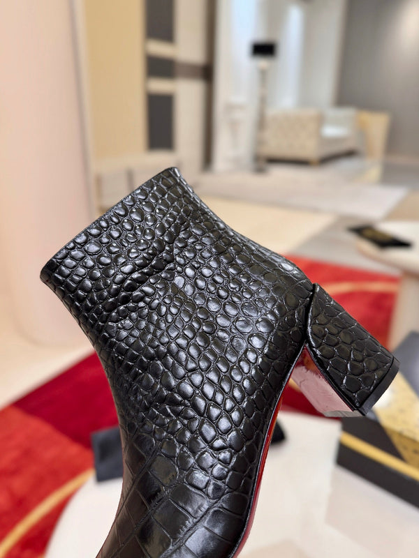 MM Block-Heel Ankle Boots 5.5cm Heel Stone-Grain Calfskin 153156