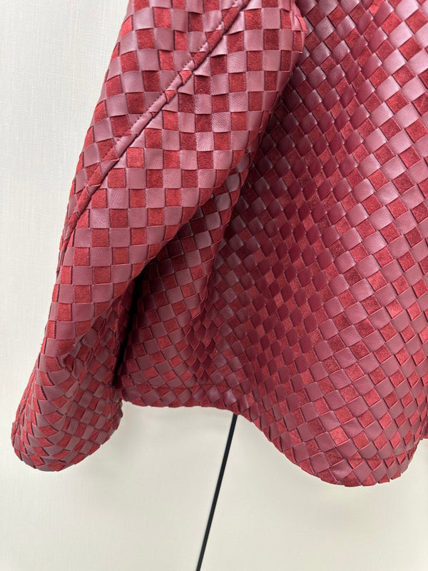 BV 26S Intrecciato Jacket Slant Pockets Burgundy Lambskin 435115