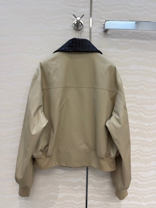 BV 26S Intrecciato Leather-Trimmed Jacket Polyester 435625
