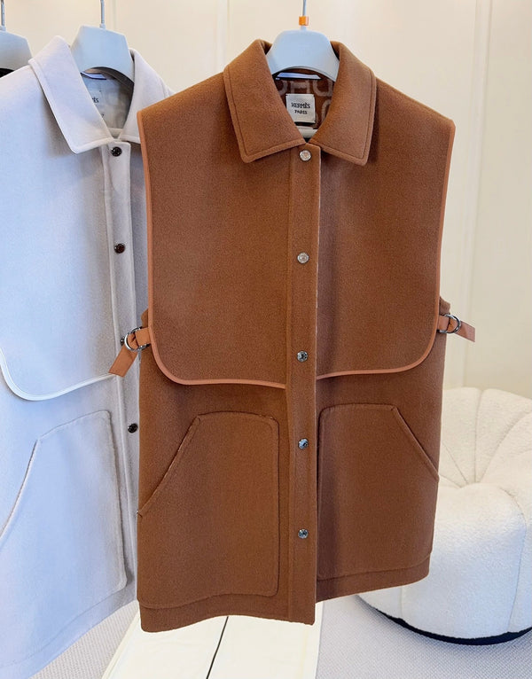 HM 26S Chaine d'Ancre Long Reversible Vest Wool Cashmere 427314