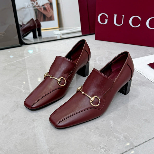 GG 26S Horsebit Loafers 6cm Block Heel Leather 157232