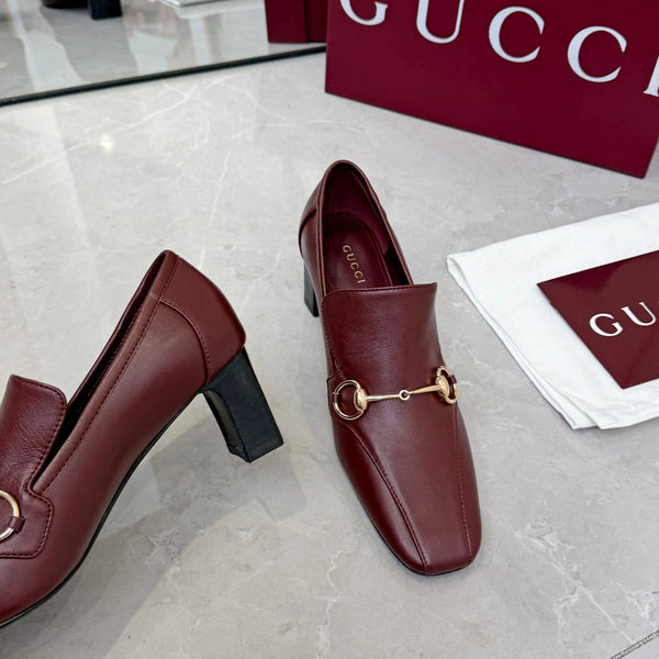 GG 26S Horsebit Loafers 6cm Block Heel Leather 157232