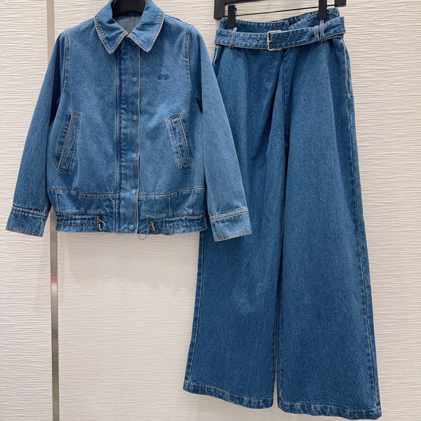 LW 26S Denim Jacket & Wide-Leg Trousers Set Blue Cotton 436686