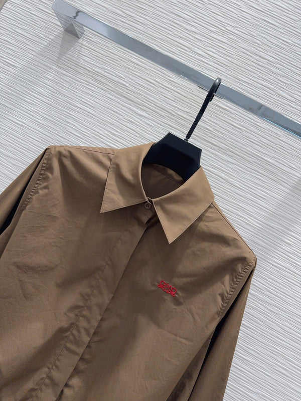 LW 26S Double L Shirt Pointed Collar Drawstring Hem Logo Cotton 436485
